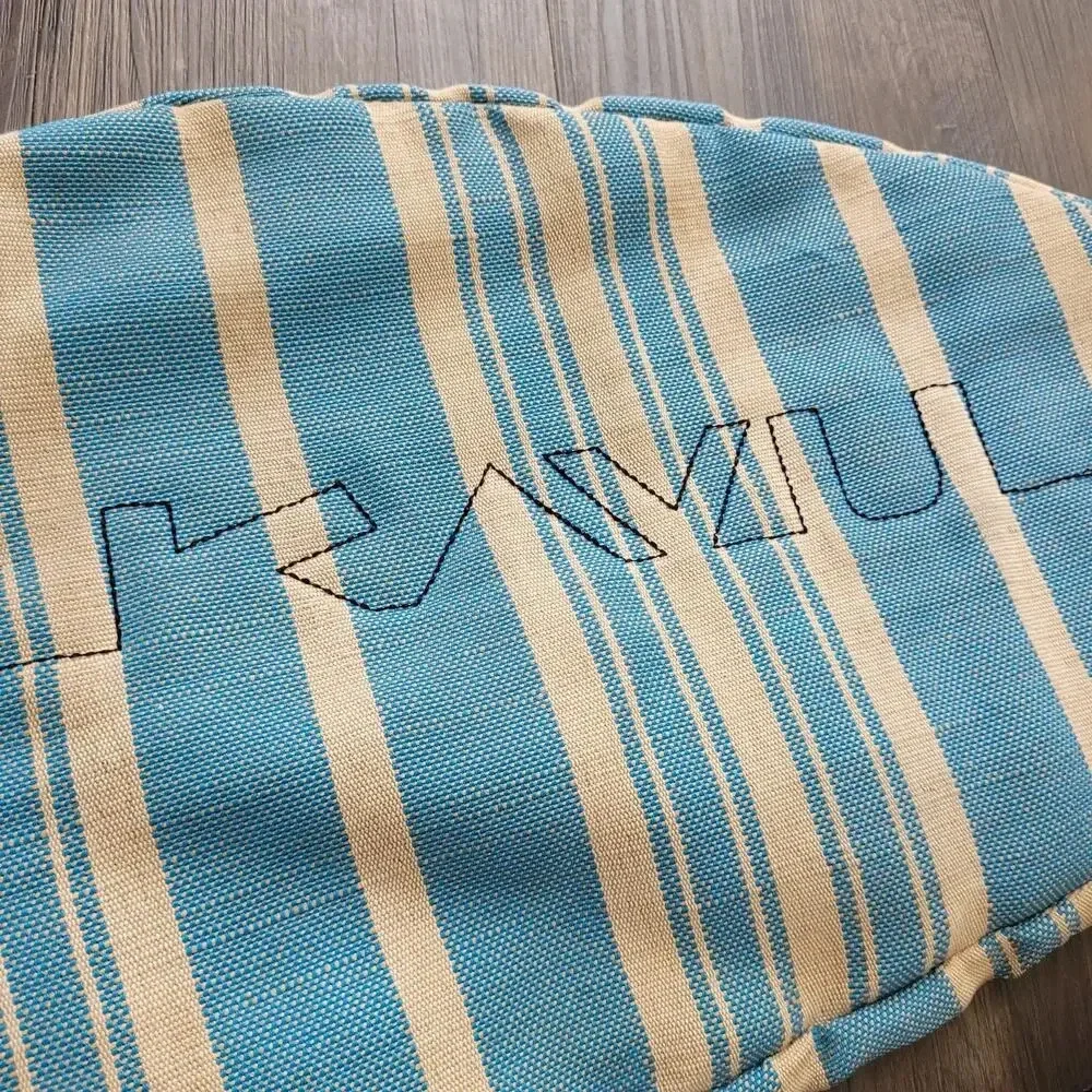 Kavu Women Interwoven Rope Bag Sling Pack Prism Stripe Blue White Zip Pocket